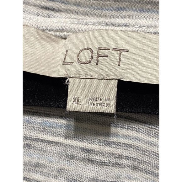 Loft Size XL White Black Gray Blue Stripes Boatneck Long Sleeve Tee - Picture 4 of 7